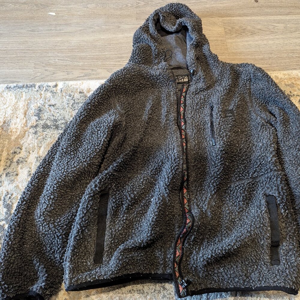 Cozy gray billabong zip up fleece size large